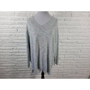 Croft Barrow Womens Sweater 3X Plus Long Sleeve Blue Marled Speckle SWE100E